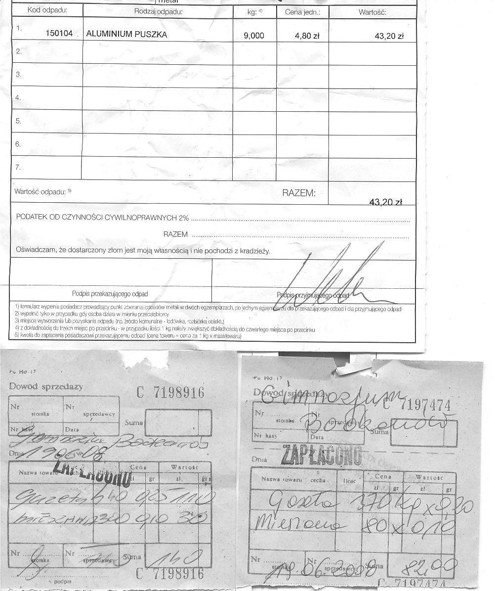 2. W kwietniu 2008 ogłoszono w szkole konkurs na zbiórkę surowców wtórnych, w którym wzięli udział wszyscy uczniowie.