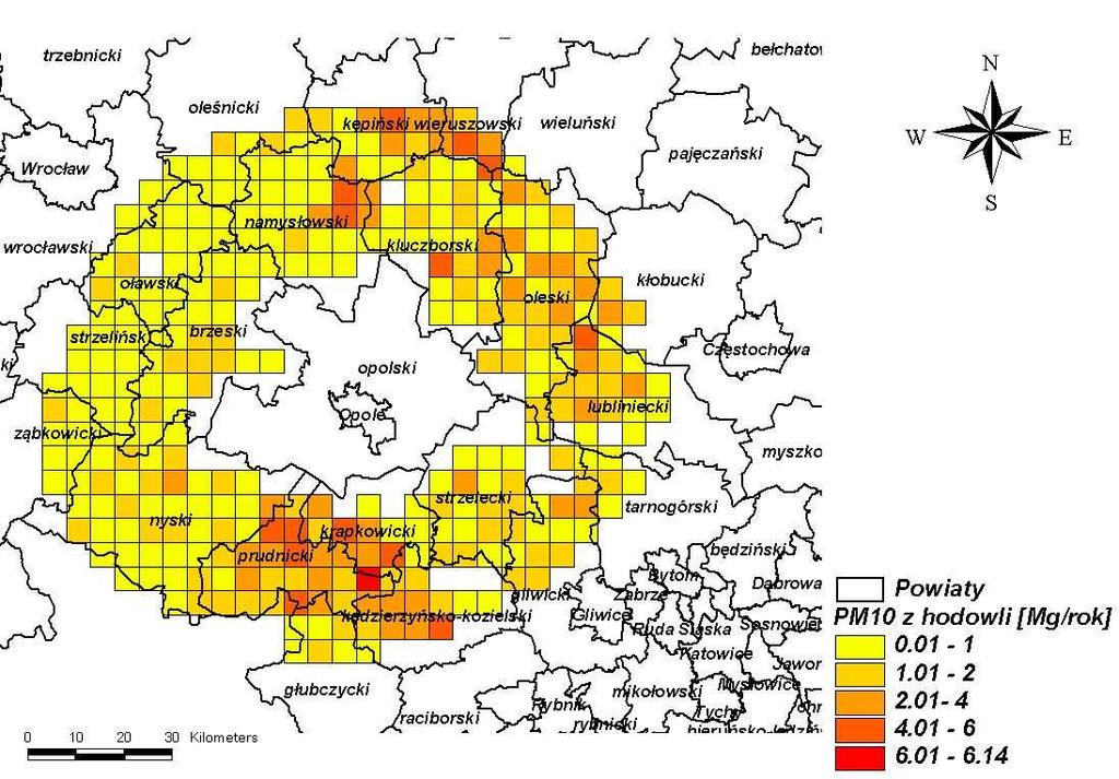 Rysunek 26 Emisja pyłu zawieszonego PM 10 z hodowli zwierząt