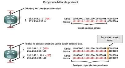 19 oznacza to, iż wszystkie bity w tym oktecie reprezentują pole hosta. W każdym z tych dwóch przypadków nie trzeba przeliczać oktetu na wartość binarną, aby określić pole sieci i pole hosta.