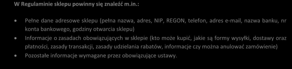 na stronie wybranej jako strona z regulamine