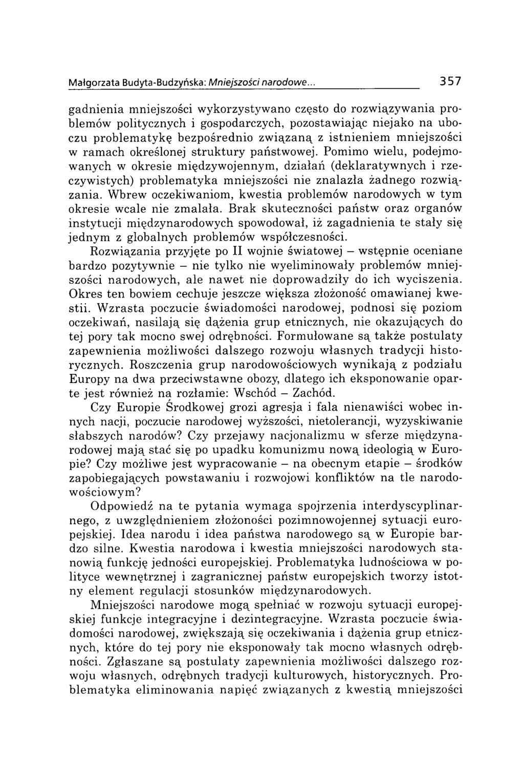 Małgorzata Budyta-Budzyńska: Mniejszości narodowe.