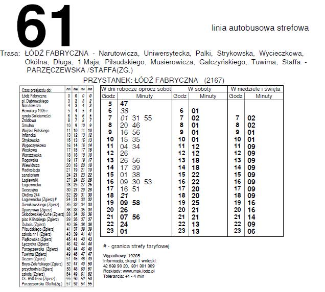 6. Rozkład jazdy linii (wyjazdy z krańcówek): Id: