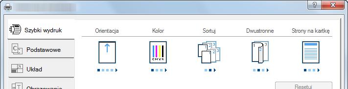 Printer Driver User Guide 1 3 2 Nr Opis 1 Karta [Szybki wydruk] Na karcie znajdują się ikony, których można użyć do szybkiego konfigurowania często używanych funkcji.