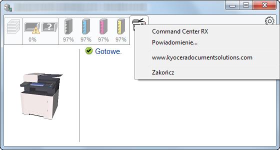 Command Center RX Jeżeli drukarka jest połączona z siecią TCP/IP i ma własny adres IP, użyj przeglądarki internetowej, aby uzyskać dostęp do narzędzia Command Center RX w celu modyfikacji lub