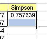 Następnie zaznaczamy bok komórek składający się z komórki zawierającej wynik obliczeń członu Simpsona i komórki kolejnej, i ten właśnie blok powielamy, aż do pozycji E18