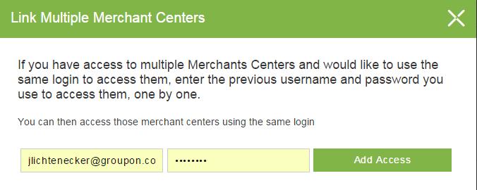Aby dodać/połączyć różne konta, kliknij opcję Have multiple Merchant Centers? (Czy masz kilka centrów sprzedaży?