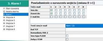 centrali alarmowej.