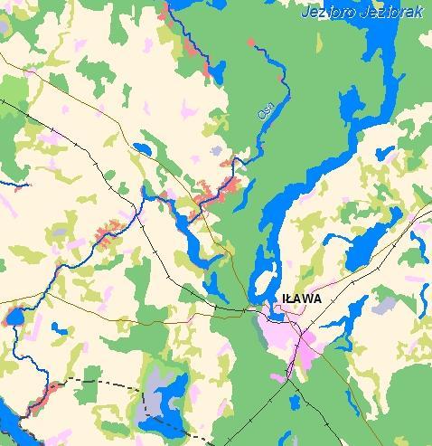 Obszary, na których wystąpienie powodzi jest prawdopodobne Źródło: Wstępna Ocena Ryzyka Powodziowego Rys. 7 Obszary gminy Iława, na których wystąpienie powodzi jest prawdopodobne.