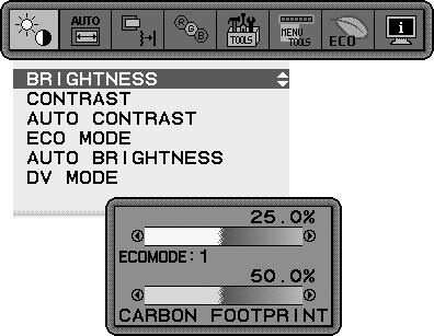 Celem tej funkcji jest zwi kszenie wygody u ywania monitora w przypadku ró nych warunków oêwietlenia. DomyÊlane ustawienie funkcji Auto Brightness (Automatyczna jasnoêç) to 1.