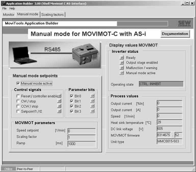 11 I Eksploatacja MOVITOOLS -Sterowanie ręczne dlamovimot ze zintegrowanym złączem AS-interface 11.