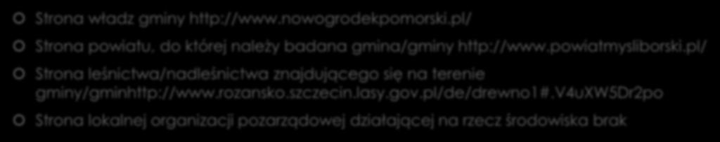 Czy w wymienionych poniżej źródłach można znaleźć informację o funkcjonowaniu gminy na badanym obszarze Natura 2000? (tak/ nie/ nie dotyczy).