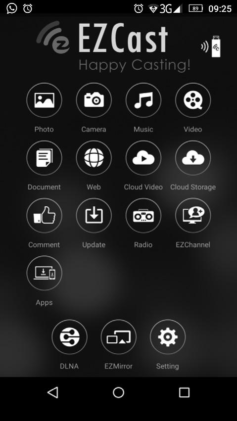 8. Wskazówki dotyczące korzystania z EZCast App Za pomocą aplikacji EZCast App można bezprzewodowo przekazywać lub przenosić dane multimedialne przez sieć WiFi.