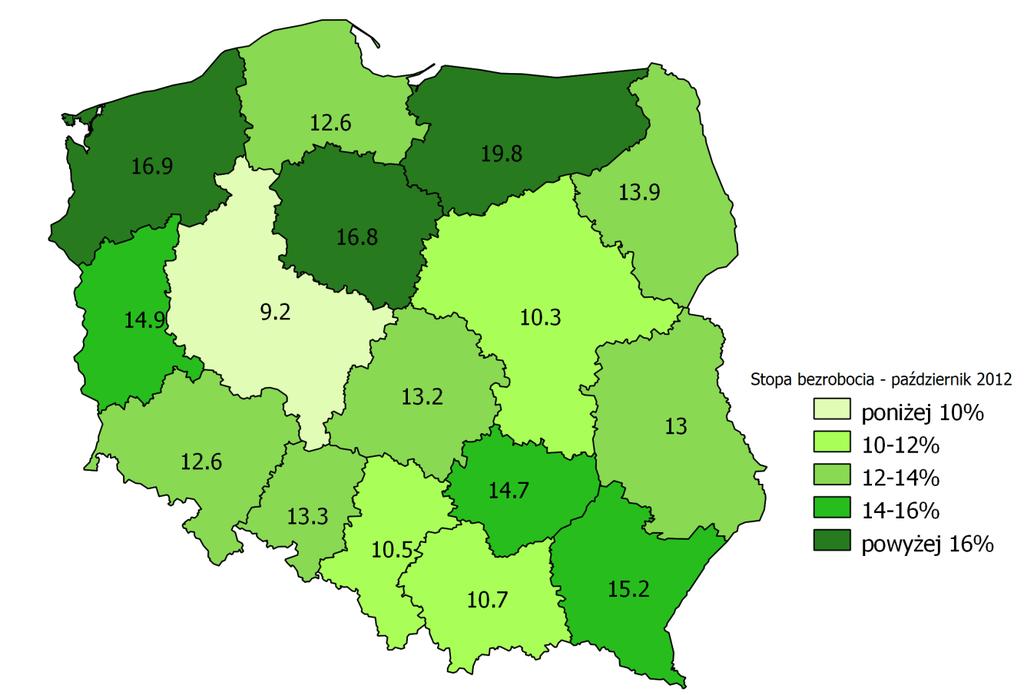 INFORMACJE SPRAWOZDAWCZE stan na koniec października 2012r. (na podstawie danych GUS) W Małopolsce na koniec października 2012 r.