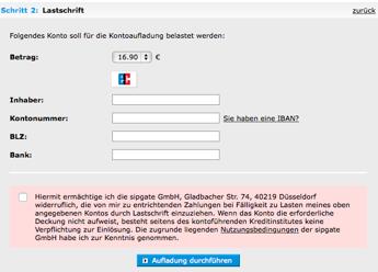 Kontoinhaber : Aktywacja automatycznego obciążenia konta bankowego Również w zakładce Konto - w lewej