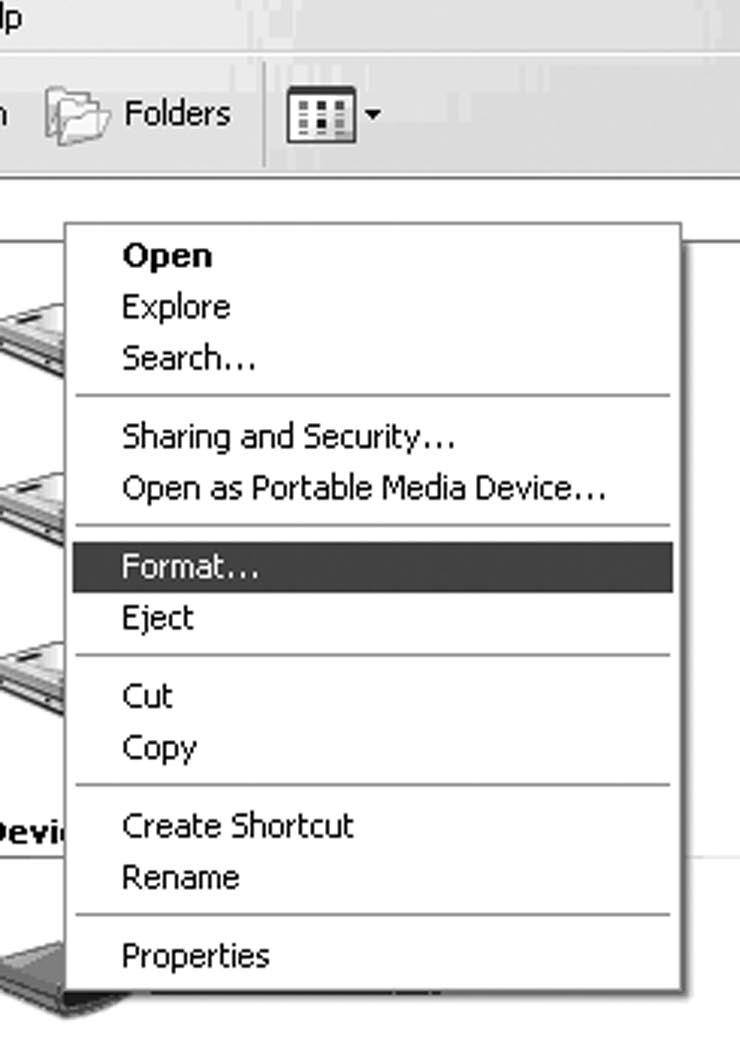 To format the MP3 player, you need to right click the Removable Disk and choose