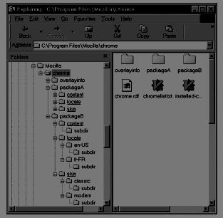 amerykański) i fr-fr (standardowy francuski). Mozilla automatycznie wygeneruje katalog overlayinfo i pliki tekstowe, które mogą być edytowane ręcznie. chrome.