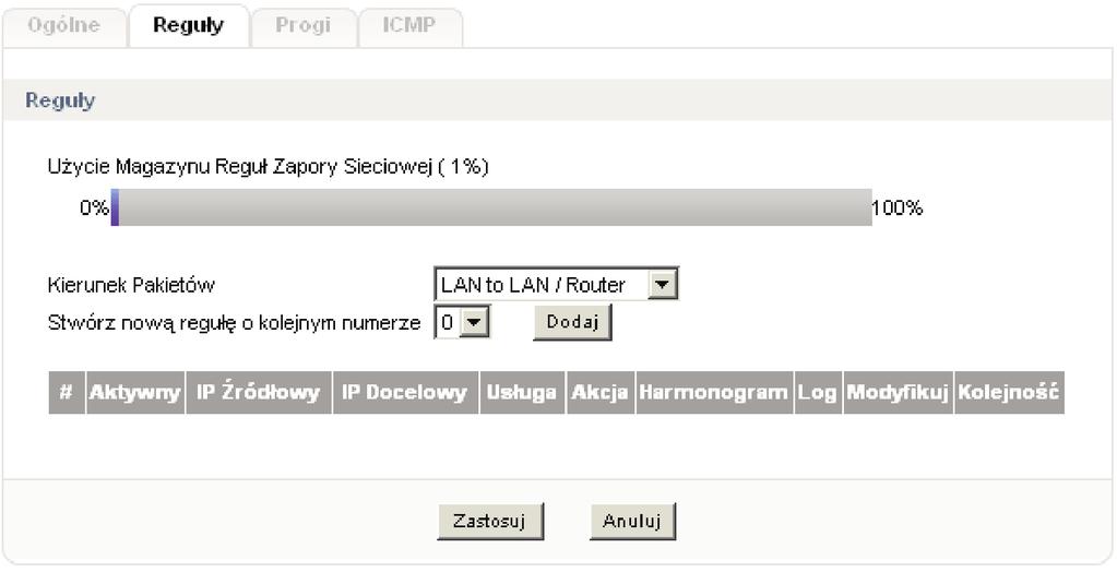 4.1.2. Regu y W tej zak adce mo esz skonfigurowaç zaawansowane regu y dla swojej zapory ogniowej. Mo esz jej na przyk ad zleciç, aby nie przepuszcza a ruchu sieciowego z jednej sieci do drugiej.