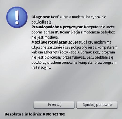 4. Po àcz komputer z urzàdzeniem babybox tp za pomocà kabla Ethernet W ó wtyczk ó tego kabla Ethernet do z àcza oznaczonego w babybox tp jako ETHERNET (kolor ó ty).