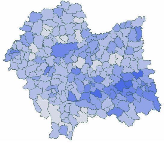 Oświęcim, Wadowice i Chrzanów w Małopolsce Zachodniej, Zakopane i miasto Jordanów w subregionie podhalańskim oraz w subregionie tarnowskim miasto Tarnów. Mapa 9.