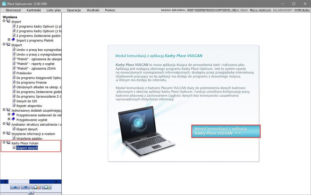 Migracja danych z programu Płace Optivum do aplikacji Płace VULCAN 2/6 6.