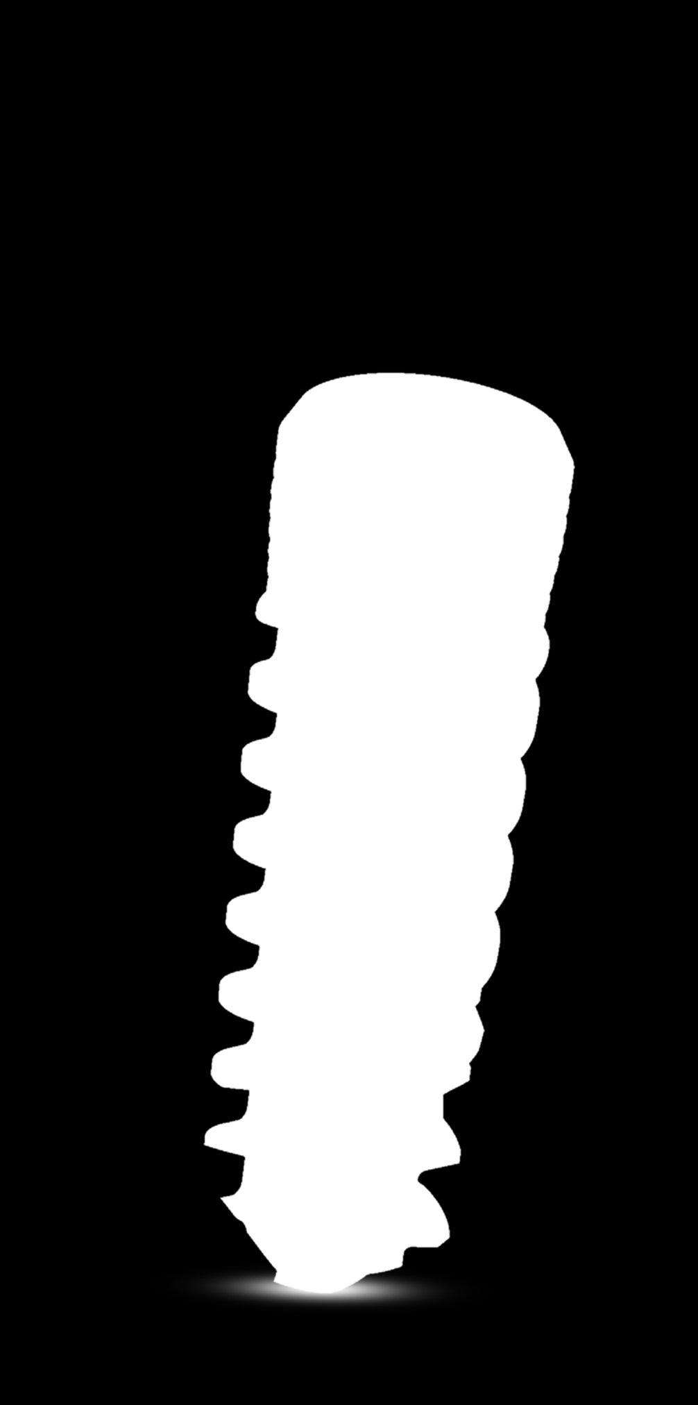 Nowoczesny, geometryczny kształt implantu Seven charakteryzuje się: podwójnym gwintem, trzema spiralnymi kanałami wychodzącymi