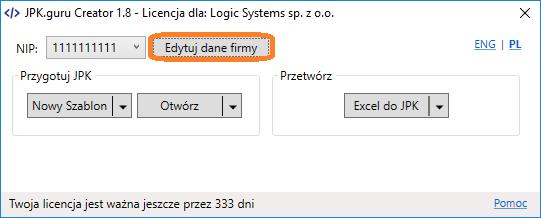 3 Pierwsze uruchomienie programu Po pierwszym uruchomieniu programu zalecane jest uzupełnienie danych firmy.