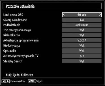 Proszę wybrać źródła w menu ustawień i nacisnąć przycisk OK. Aby wybrać źródło, proszę wcisnąć przycisk lub. Proszę wcisnąć przycisk lub, aby włączyć lub wyłączyć wybrane źródło.