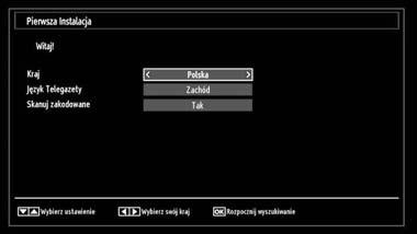 Gdy telewizor jest włączony po raz pierwszy, pomocnik instalacji przeprowadzi Państwa przez cały proces.
