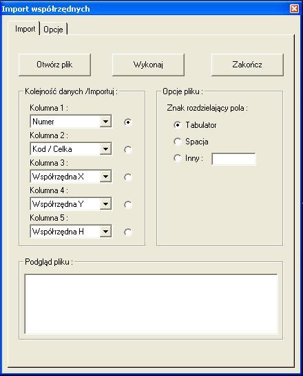 3 - Działanie programu. Zakładka import.