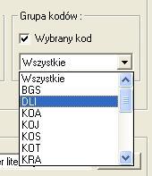 Grupa kodów W przypadku gdy w pliku tekstowym posiadamy kody, zaznaczając opcję wybrany kod mamy możliwość opisania lub wczytania tylko wybranego kodu bez reszty danych.