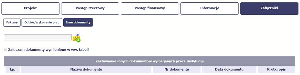 Inne dokumenty W tej sekcji dostępne dla Ciebie funkcjonalności są identyczne jak dla sekcji Odbiór/wykonanie prac. 4.3.