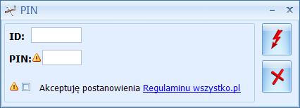 Należy wtedy podać w kolejnym kroku Id i PIN, dla których skonfigurowane było poprzez Panel administracyjny e-sklepu, potwierdzić akceptację regulaminu a następnie przyciskiem Zapisz zmiany