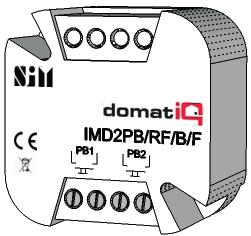 Katalog modułów SENSORY IMD2PB/RF/B/F Moduł przyciskowy radiowy - nadajnik Moduł radiowy 2 - przyciskowy zasilany baterią Zapewnia sterowanie takimi elementami systemu jak: moduły przekaźnikowe