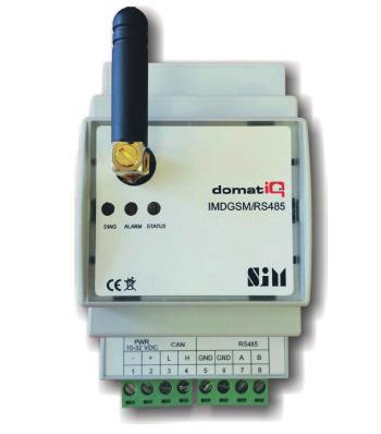 Katalog modułów INNE IMDGSM/RS485 Moduł telemetryczny Łatwy montaż na szynie DIN. Możliwość podłączenia zewnętrznej magnetycznej anteny GSM przez gniazdo antenowe, lub anteny kątowej.