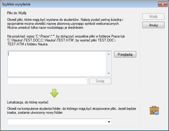 4. Ułóż listę pliku(ów) do przesłania Uczniom. Pliki powinny obejmować pełną ścieżkę i opcjonalnie specyfikację wieloznaczności.