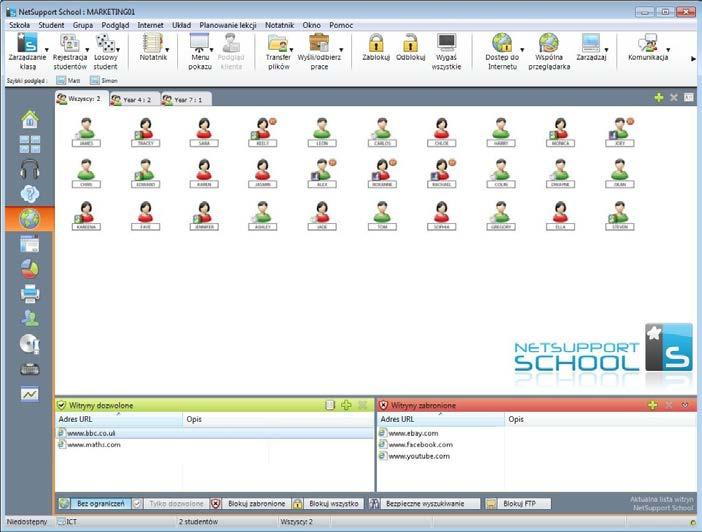 Moduł Kontroli Sieci WWW Moduł Kontroli Sieci WWW służy do monitorowania i Kontroli stron internetowych odwiedzanych przez podłączonych Uczniów.