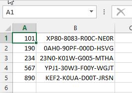 4 Tworzenie pliku z numerami wzoru Jeżeli numery wzoru nie następują po sobie, zbiorcze wygenerowanie identyfikatora UFI wiążę się z koniecznością zakodowania ich jako pliku tekstowego lub pliku CSV.