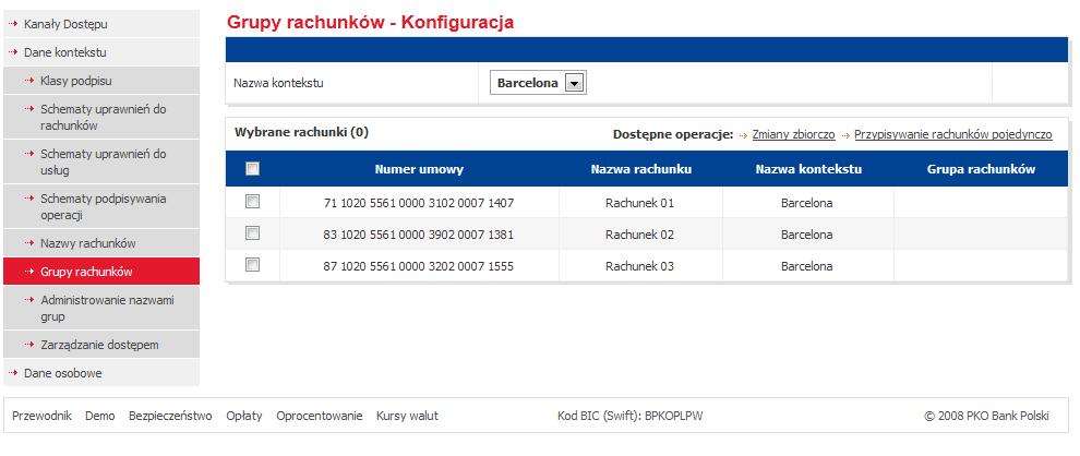 Grupowanie rachunków Funkcja grupowania rachunków, może być wykorzystana do dwóch celów: pogrupowania rachunków w sekcjach Rachunki i Transakcje, pogrupowania rachunków w panelu Zarządzania