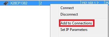 Dodane połączenie pojawiło się w oknie po lewej stronie. Zaznaczamy kwadracik Use in active config i ustawiamy Source INA node number na wartość powyżej 10.