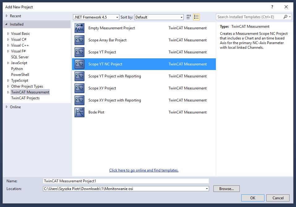 Tworzenie projektu Scope Measurement 1.