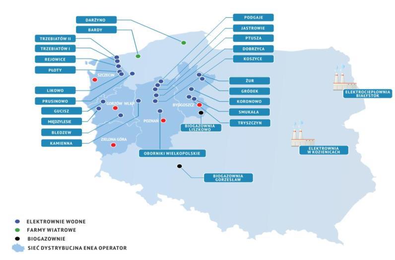 ENEA jedną z największych grup energetycznych w Polsce Sieć dystrybucyjna Spółki oplata 20% powierzchni kraju, Zaopatruje w energię mieszkańców zachodniej i północno zachodniej Polski.