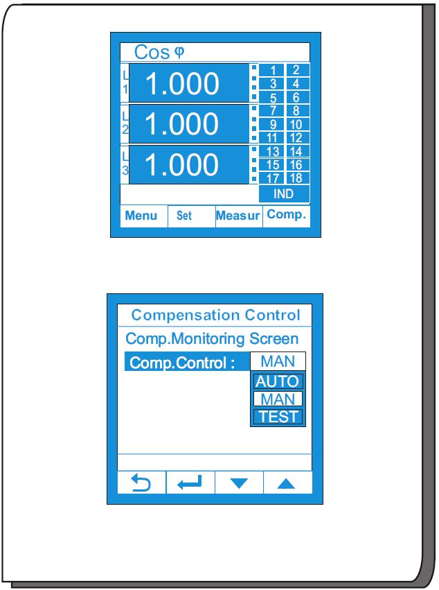 Wejdź do menu kontroli kompensacji Comp.