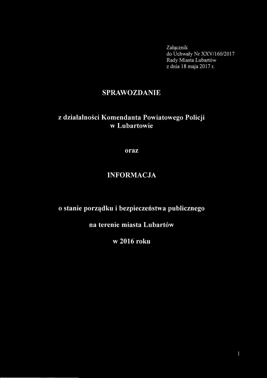 SPRAWOZDANIE z działalności Komendanta Powiatowego Policji w