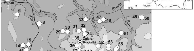 eemskiego w centralnej Polsce Location of sites with the palynologically
