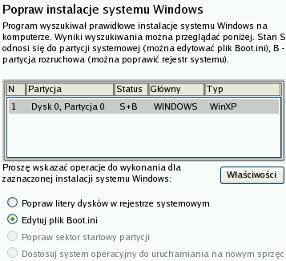 Na stronie powitalnej Kreatora wybierz opcję Szukaj instalacji Windows do naprawy. 5. Na następnej stronie wybierz żądaną instalację Windows z listy wszystkich znalezionych instalacji.