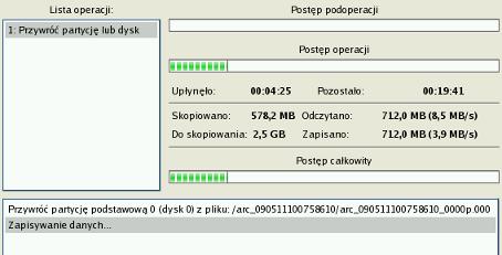 68 9. W oknie Postępu wyświetlany jest szczegółowy raport w czasie rzeczywistym zawierający informacje na temat wszystkich akcji wykonywanych przez program. 10.