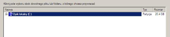 73 6. Na kolejnej stronie należy określ dysk twardy, a następnie partycje do przywrócenia na nie obrazu (jeżeli jest ich wiele na komputerze).