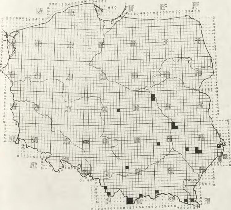 bosniensis należy do gatunków południowo-wschodnioeuropejskich, występujących na znacznych obszarach Polski (mapa 3). W sumie znaleziono 16 okazów (lcj, 15$$).