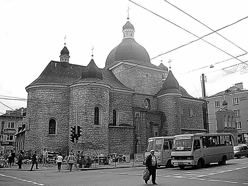 Il. 65. Tarnopol. Cerkiew pw. Podwyższenia Krzyża Świętego siona w końcu XVI w. 23 na zachód od rynku, nad stawem niedaleko Seretu, przy ul. Ruskiej.