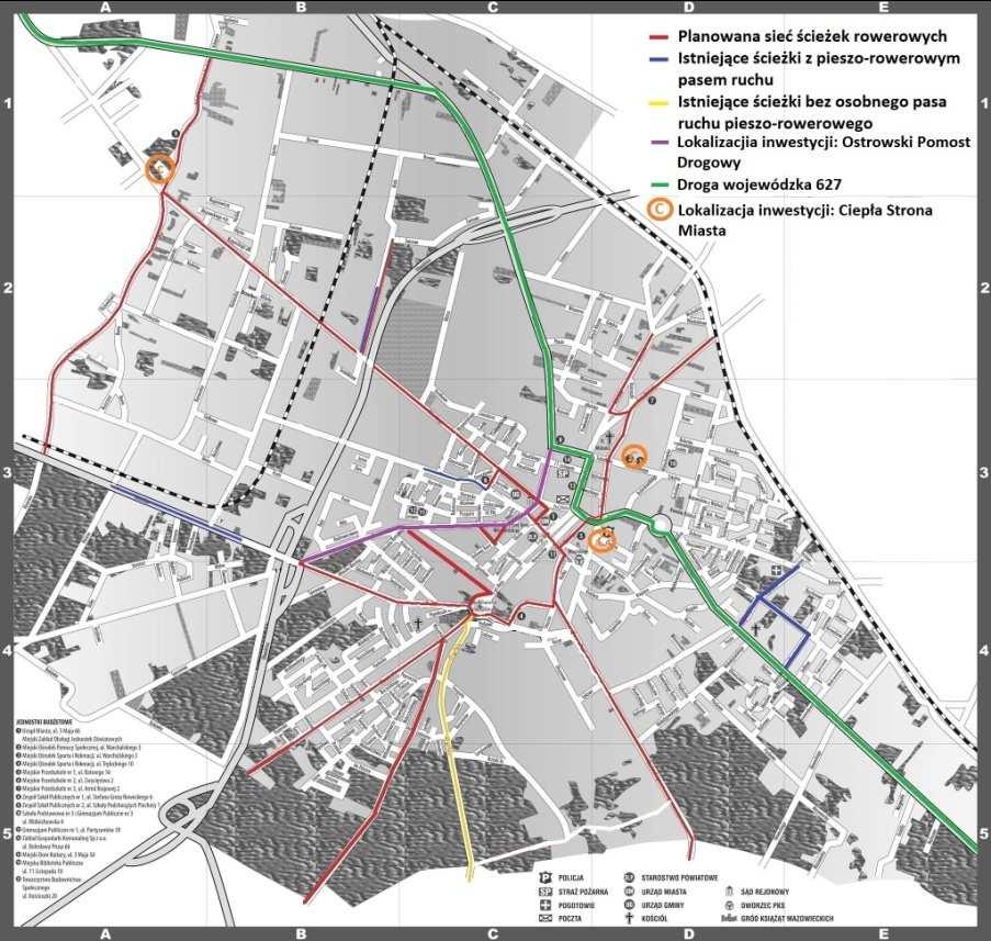 Rys. 26. Lokalizacja Inwestycji w odniesieniu do przebiegu szlaków pieszo-rowerowych, planowanych w ramach II.